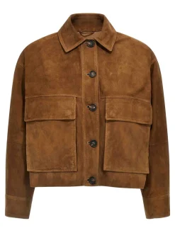 Giacca in pelle scamosciata