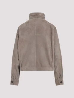 Giacca in pelle scamosciata