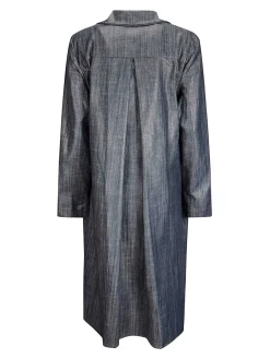 Giacca lunga in denim medio scuro