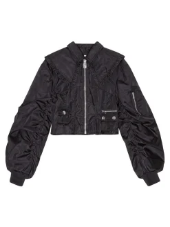 Giacca nera con tasca con zip manica