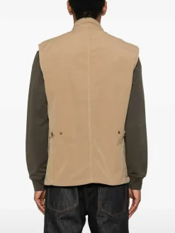 Gilet beige in cotone con tasche