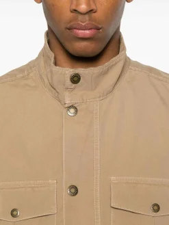 Gilet beige in cotone con tasche