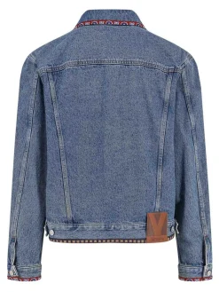 Giubbino Denim Con Ricami Multicolor