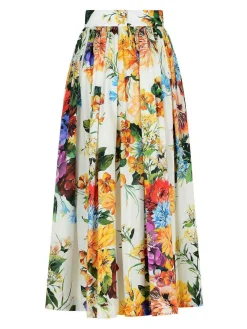 Gonna di cotone multicolore forata
