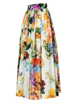 Gonna di cotone multicolore forata