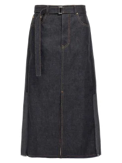 Gonna di denim pieghettata