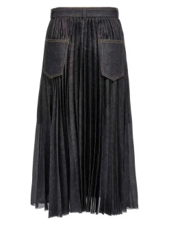Gonna di denim pieghettata