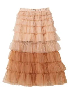 Gonna lunga beige con vita elastica