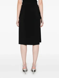 Gonna midi in nero con fessure laterali
