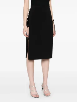 Gonna midi in nero con fessure laterali