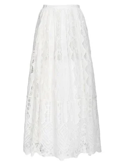 Gonna midi in pizzo bianco