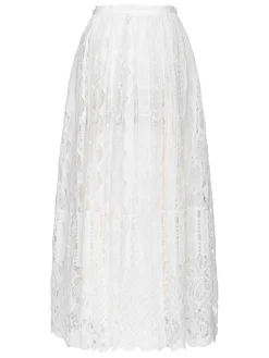 Gonna midi in pizzo bianco
