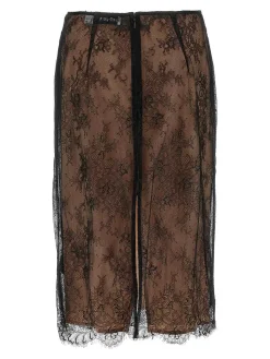 Gonna midi in pizzo nero