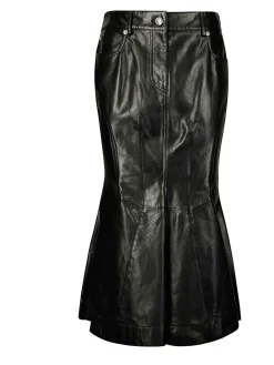 Gonna tubino midi in lambskin a vita alta