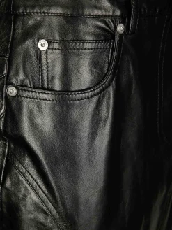 Gonna tubino midi in lambskin a vita alta