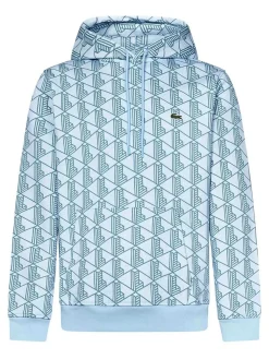Hoodie in pile blu e azzurro