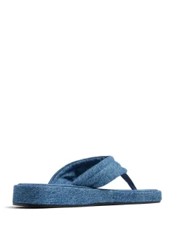 Infradito in denim con marchio