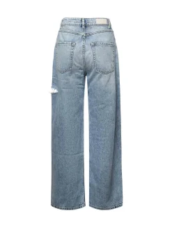 Jeans a gamba larga a papavero