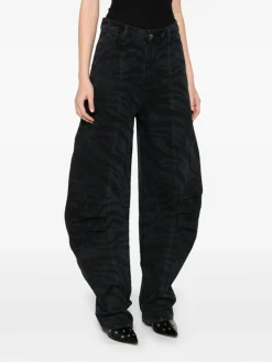 Jeans a gamba larga in cotone riciclato