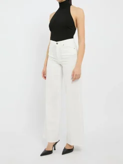 Jeans bianchi in cotone e lino