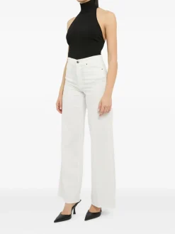Jeans bianchi in cotone e lino