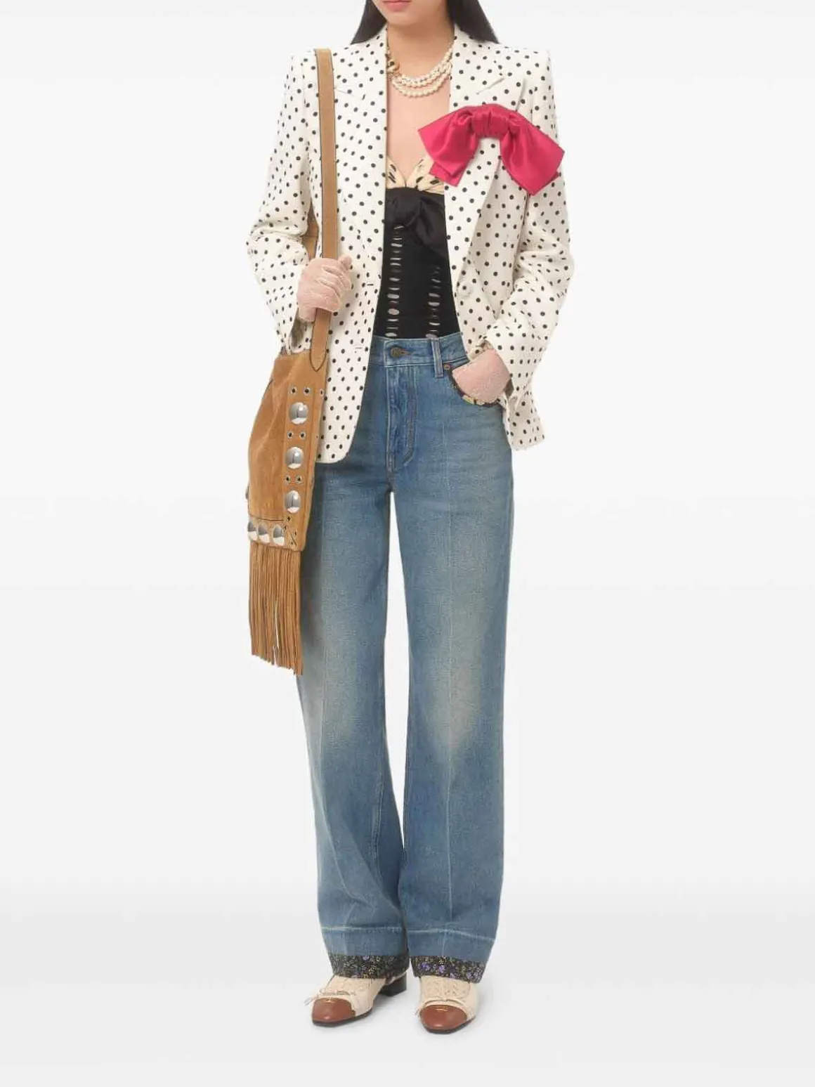Jeans Con Dettaglio A Fiori