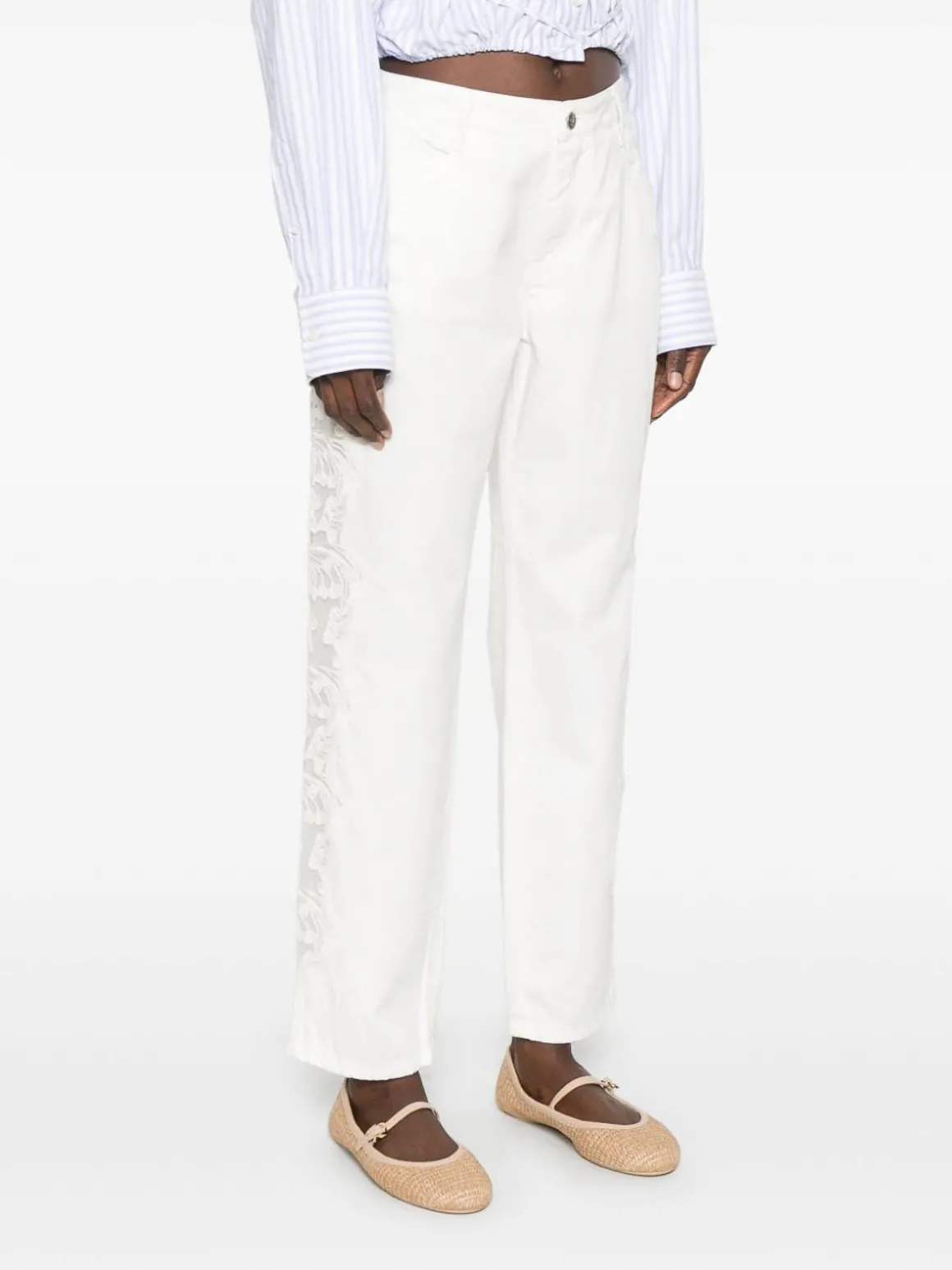 Jeans Con Dettaglio In Pizzo