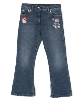 Jeans con ricami floreali