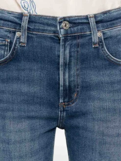 Jeans di denim blu gamba sottili