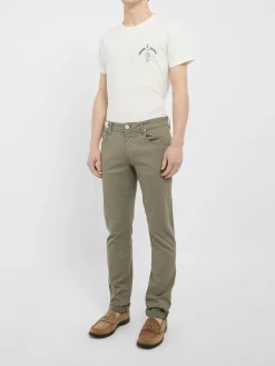 Jeans in denim verde oliva