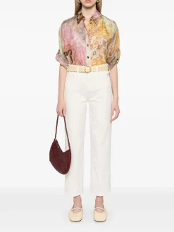 Jeans in vita alta in leggera beige