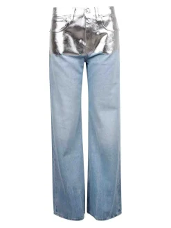 Jeans Larghi Con Dettaglio Silver