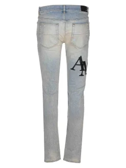 Jeans logo ricamato sfalsati
