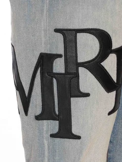 Jeans logo ricamato sfalsati