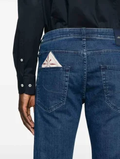 Jeans lunghi di cotone e allungamento magri