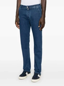 Jeans lunghi di cotone e allungamento magri