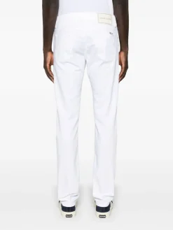 Jeans lunghi di cotone tratto bianco