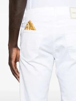 Jeans lunghi di cotone tratto bianco
