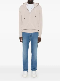 Jeans miscelati di cotone in denim blu