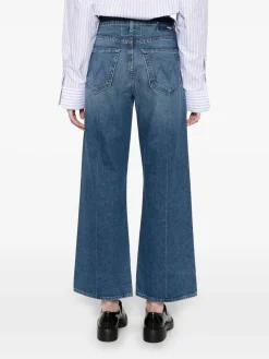 Jeans ritagliati a vita alta in denim blu