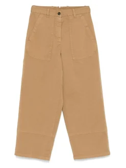 Jeans ritagliati in denim di cammello