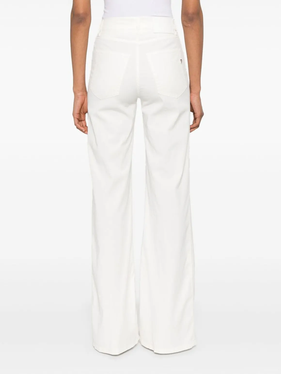 Jeans svasati in denim bianco