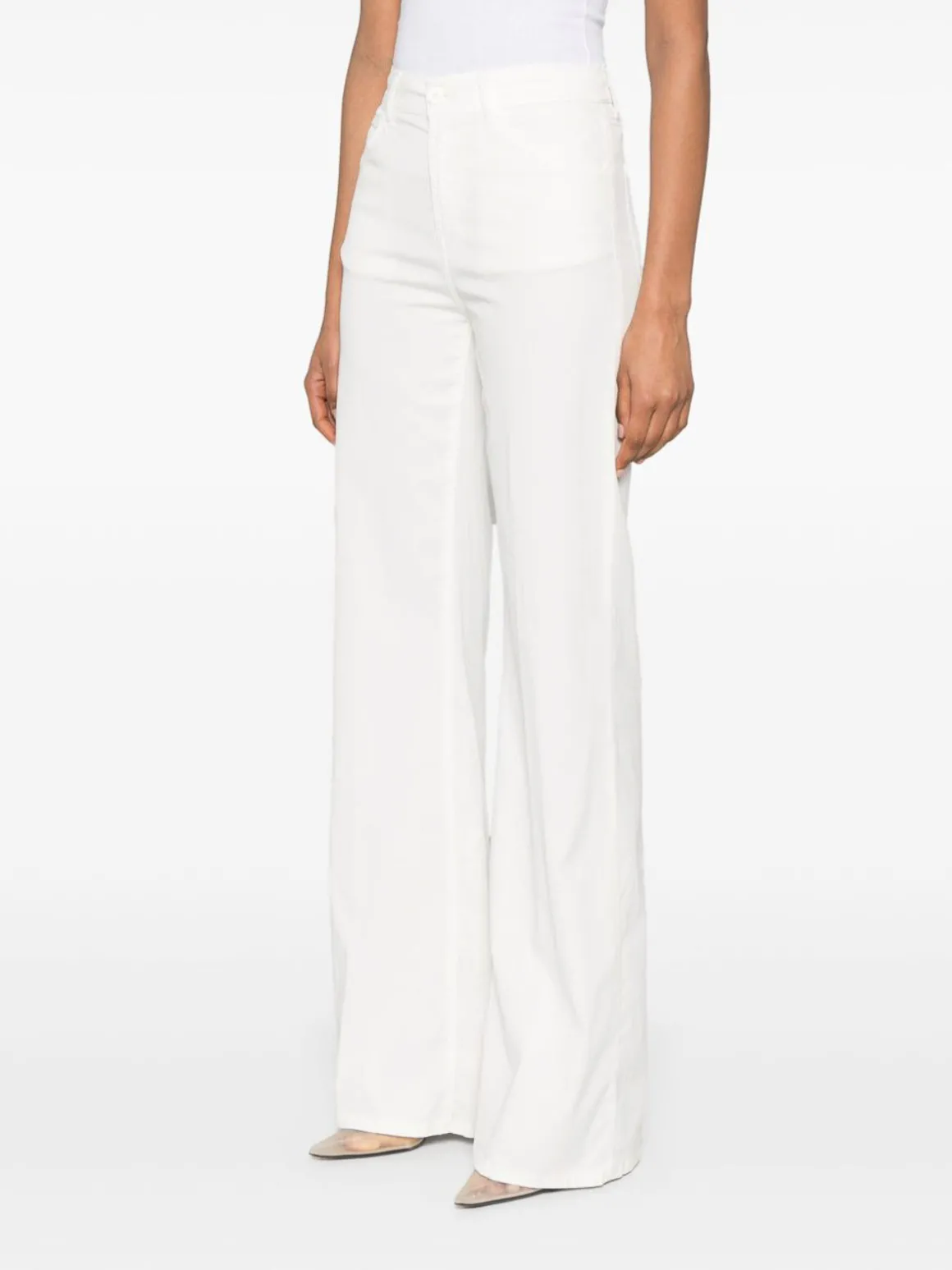 Jeans svasati in denim bianco