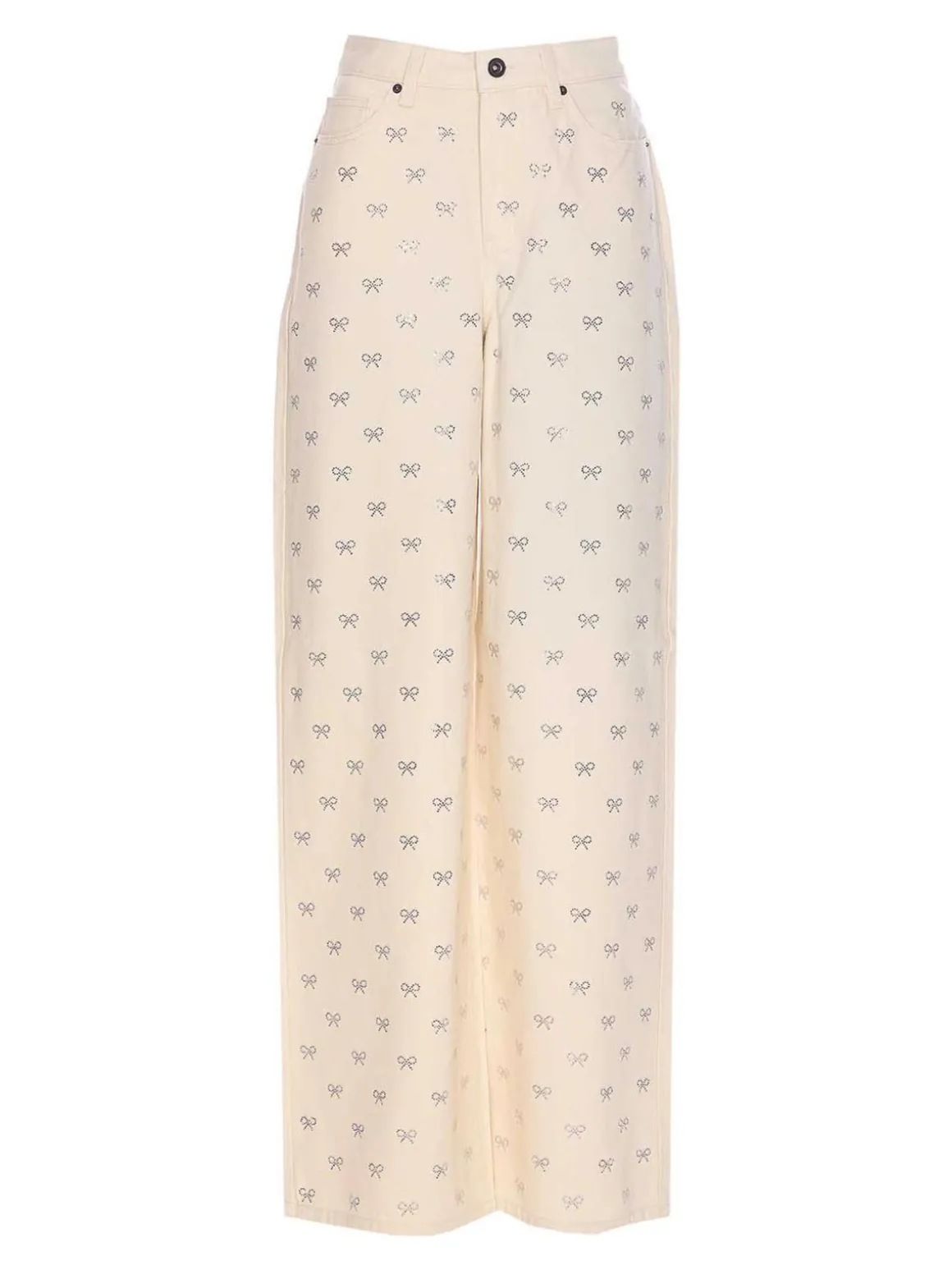Jeans white diamante bow