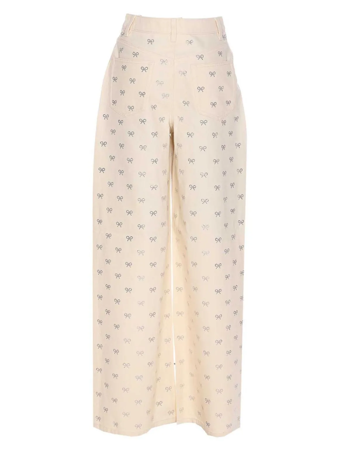 Jeans white diamante bow