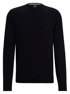 Knitshirt di cotone in blu scuro