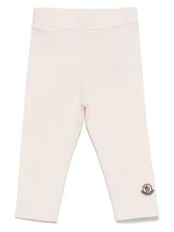 Leggings rosa in cotone allungato con logo