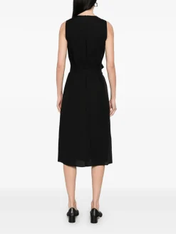 Linen Blend Ns v Neck Dress