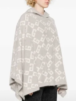 Logo-Intarsia Hooded Poncho