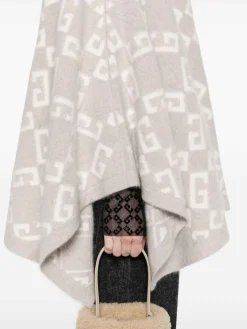 Logo-Intarsia Hooded Poncho